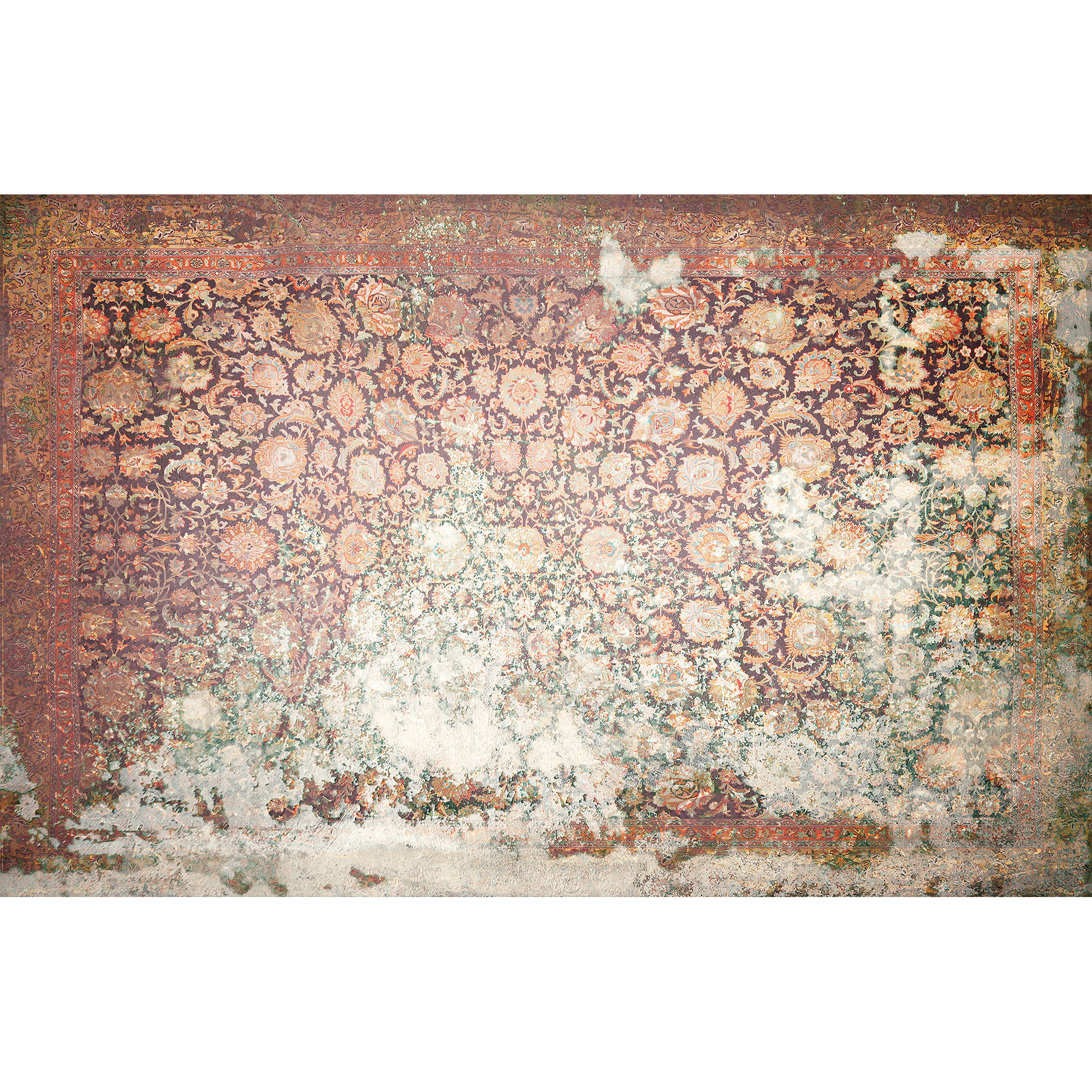 Floral Rug Red Random Papers Mural by Coordonné
