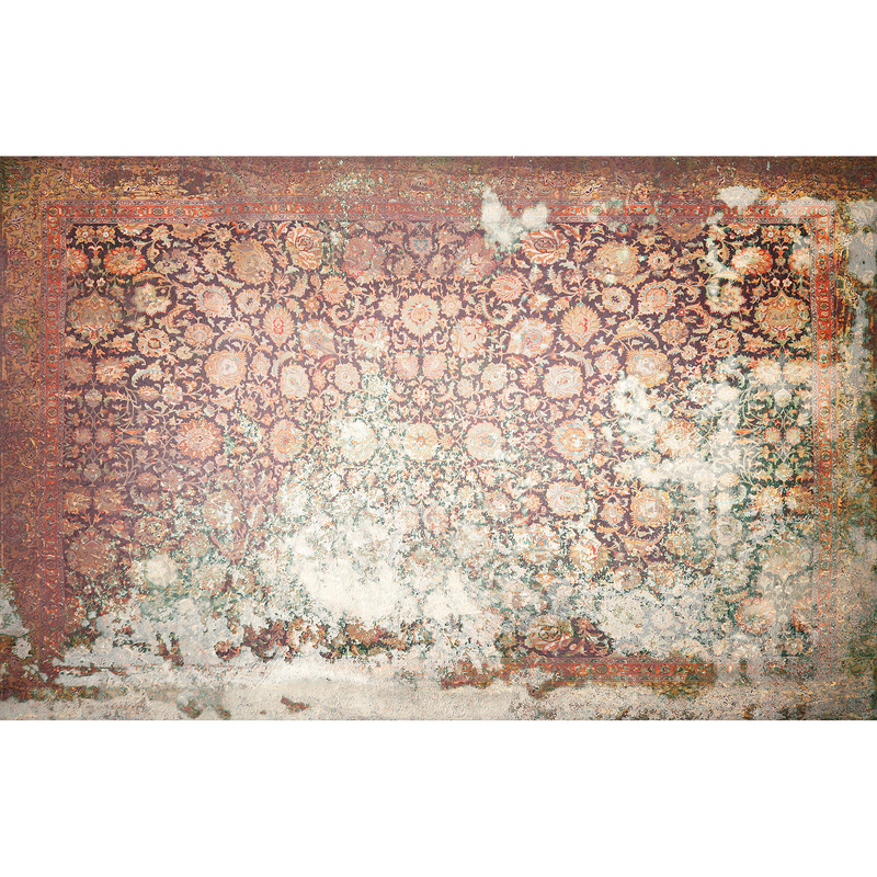 Floral Rug Red Random Papers Mural by Coordonné