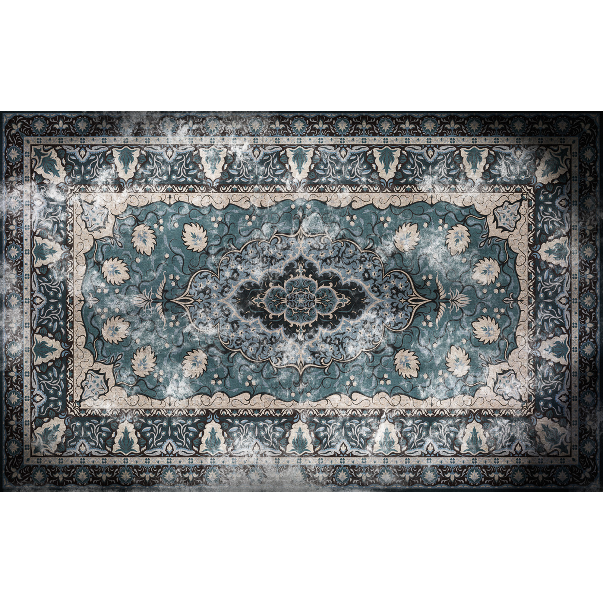 Floral Rug Blue Random Papers Mural by Coordonné