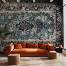 6500316 Floral Rug Blue Random Papers Mural by Coordonné