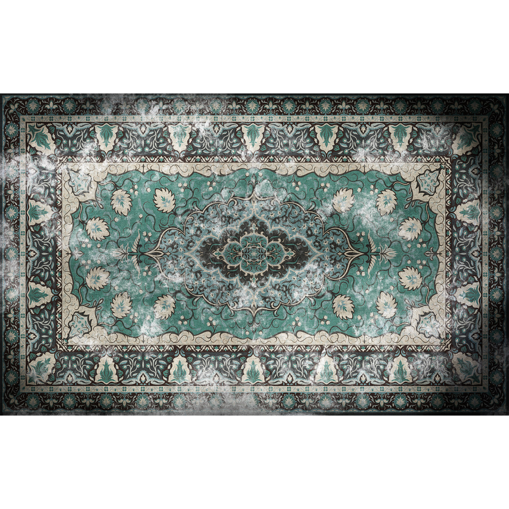 Floral Rug Turquoise Random Papers Mural by Coordonné