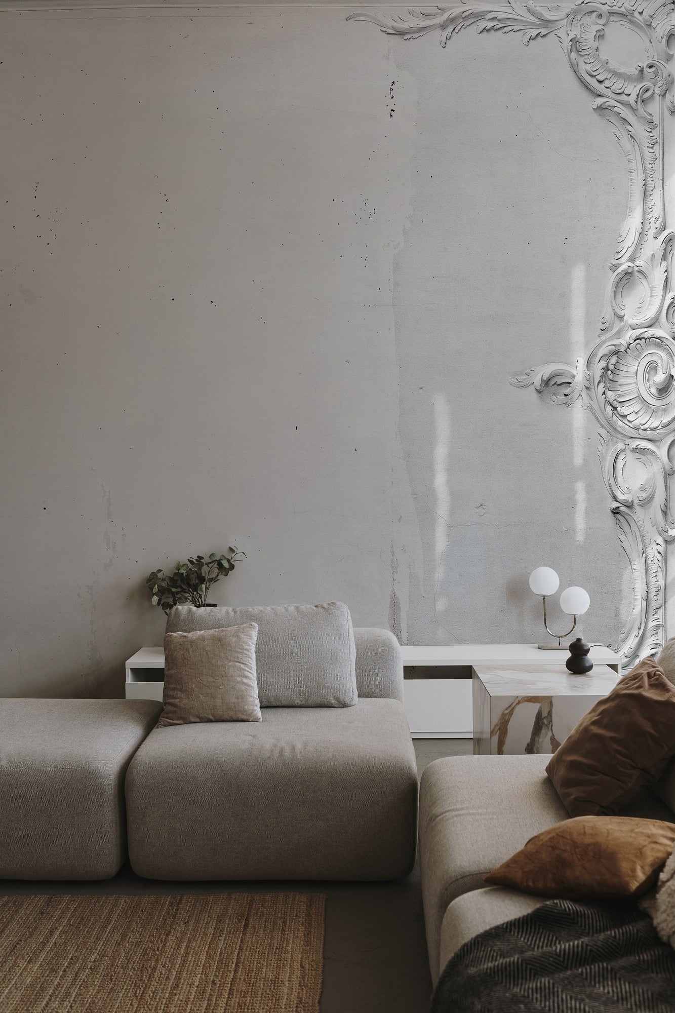 6500402 Broken Ceiling White Random Papers Mural by Coordonné