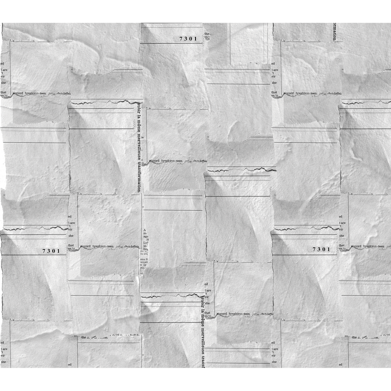 Newspaper Pieces Grey Random Papers Mural by Coordonné