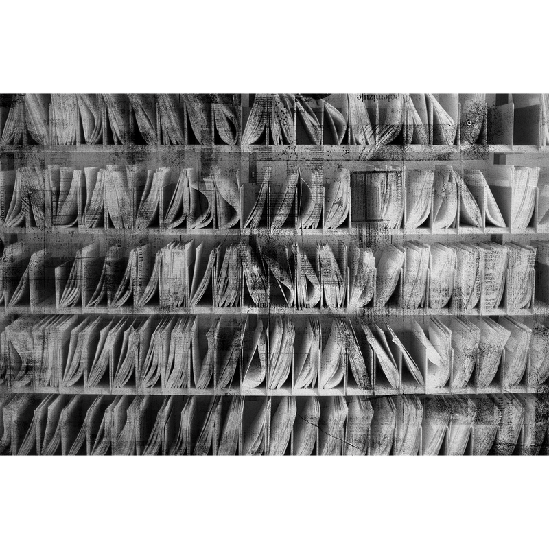 Newspaper Shelving  Random Papers Mural by Coordonné