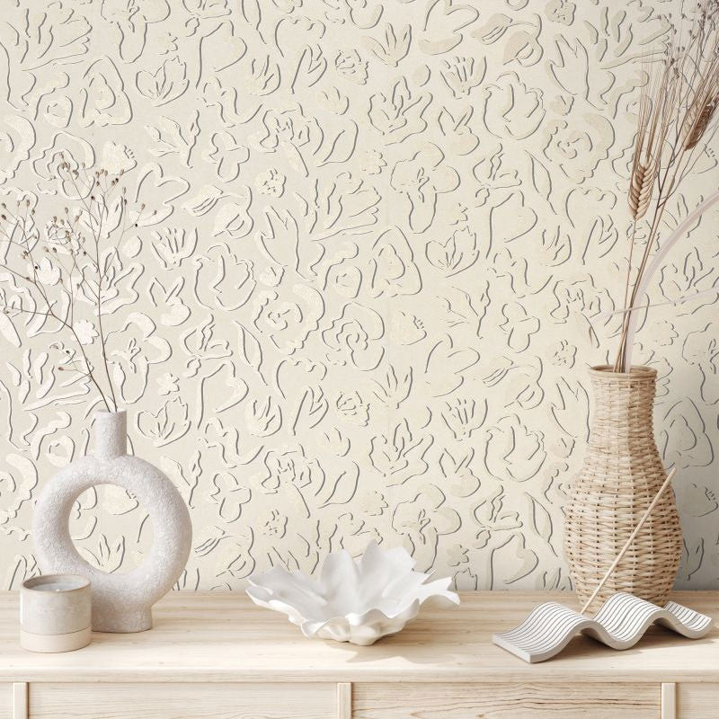 65334 Fiore Salt Sesame Wallpaper By Hohenberger Galerie