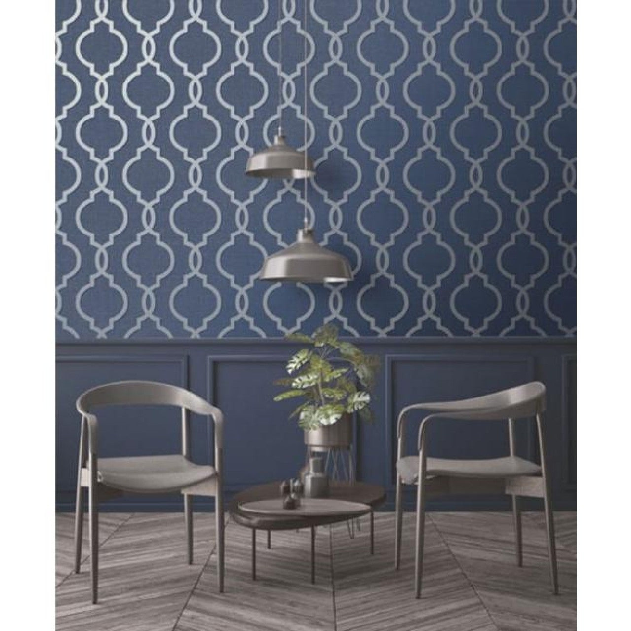 65493 Laticia Navy Trellis Wallpaper By Holden DŽcor