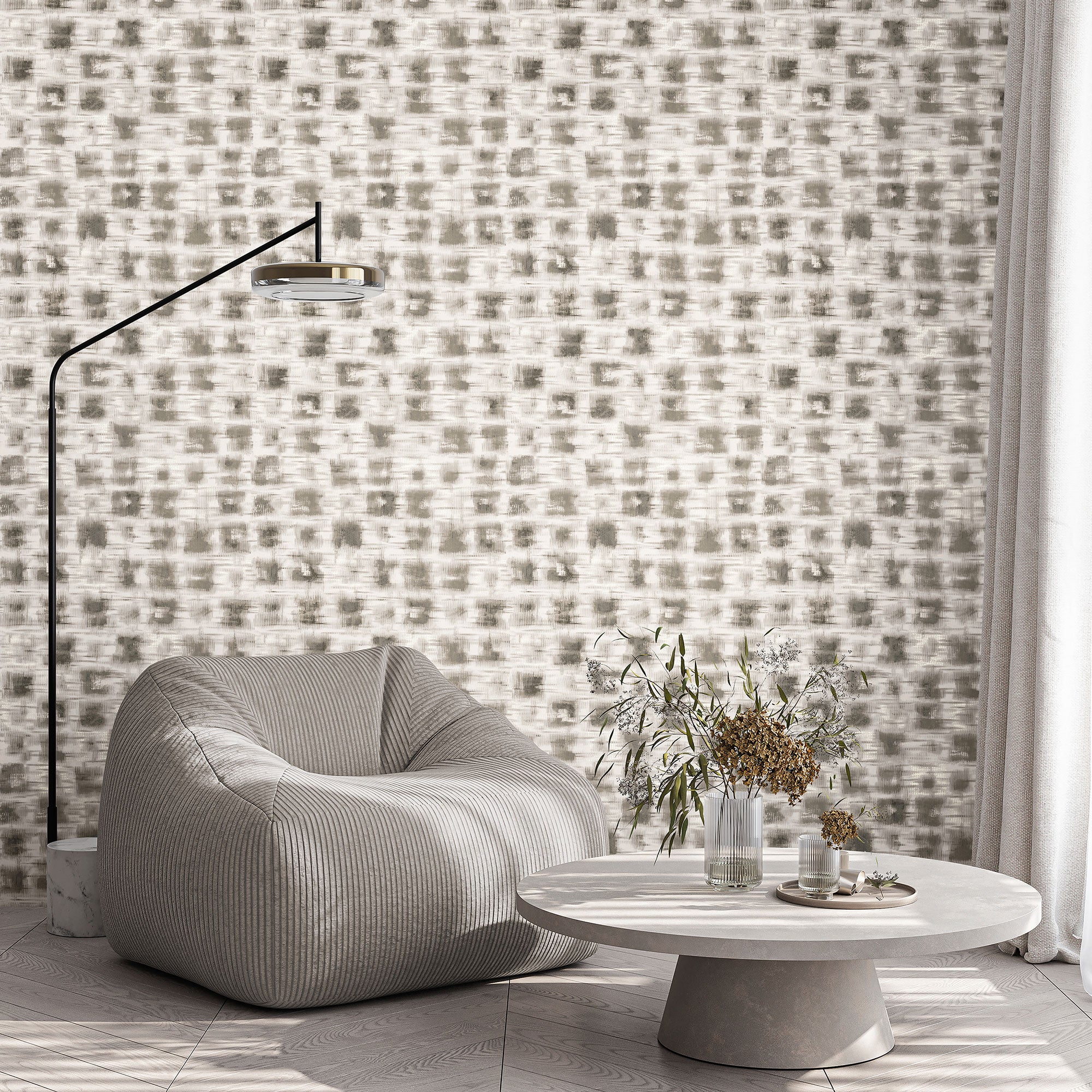 65767 Felino Dark Linen Cerra Wallpaper by Galerie - Room