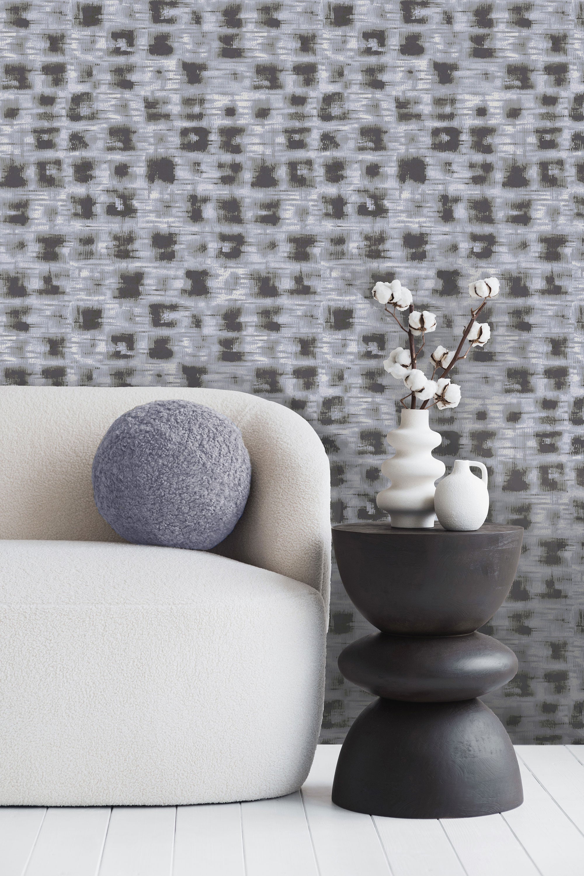 65768 Felino Blue Grey Cerra Wallpaper by Galerie - Room
