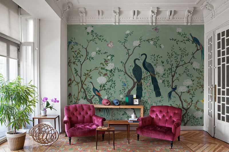 Edo Mint Random Chinoiseries II Mural by Coordonné (400x280cm)