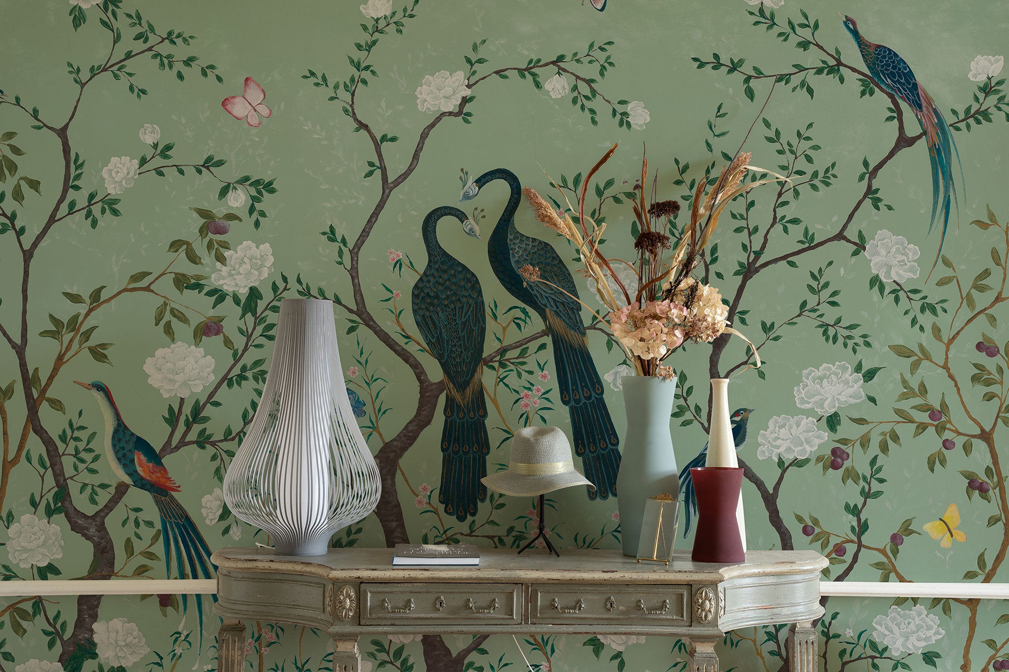 Edo Mint Random Chinoiseries II Mural by Coordonné (400x280cm)