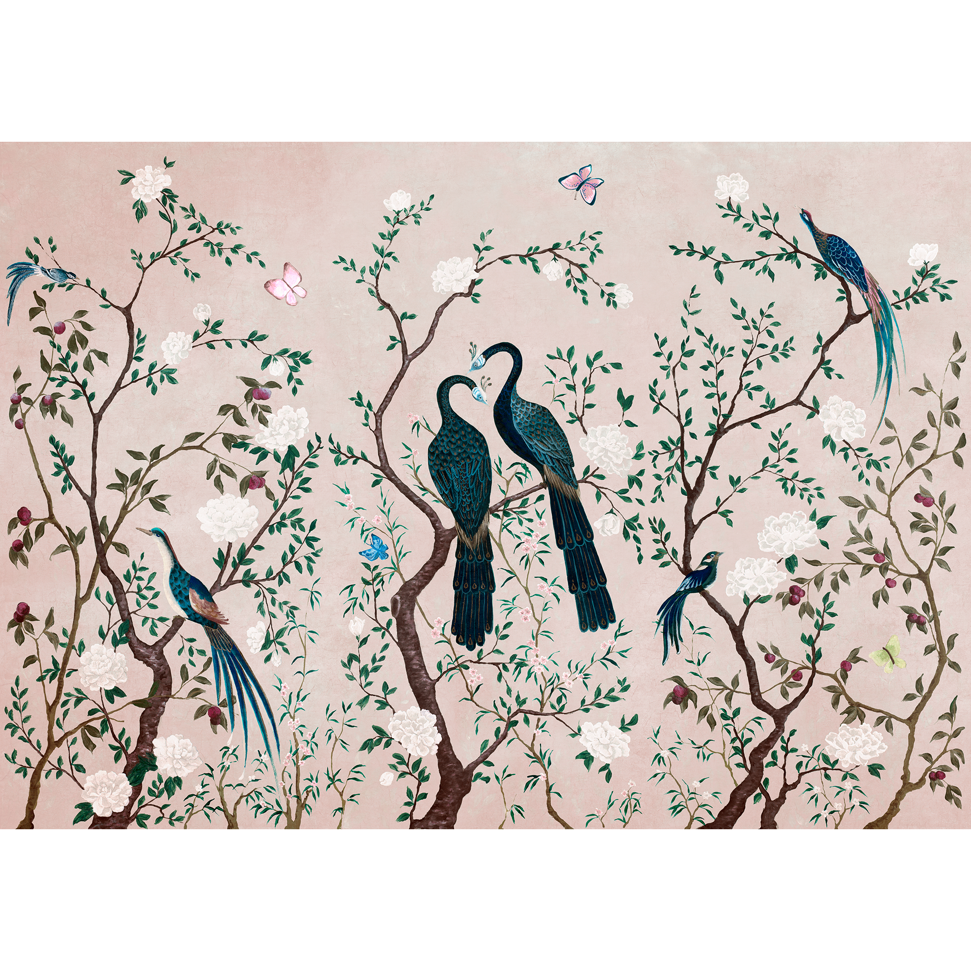 Edo Subtle Pink Random Chinoiseries II Mural by Coordonné (400x280cm)