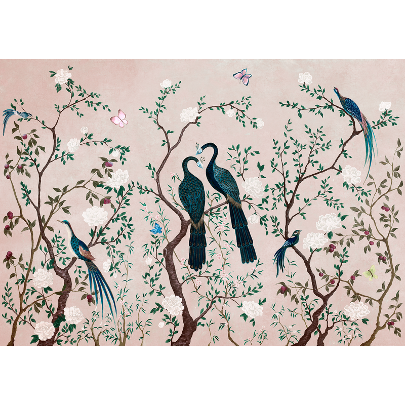 Edo Subtle Pink Random Chinoiseries II Mural by Coordonné (400x280cm)