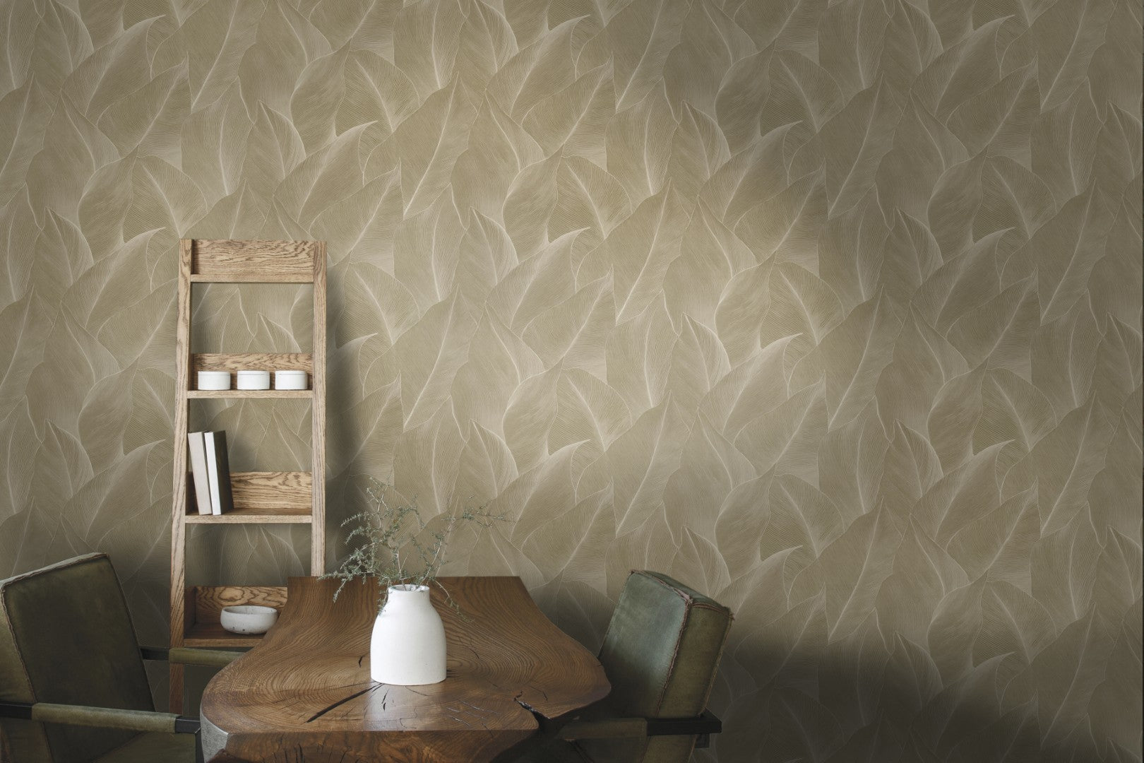 66321 Anthurium Beige Wallpaper by Holden Decor