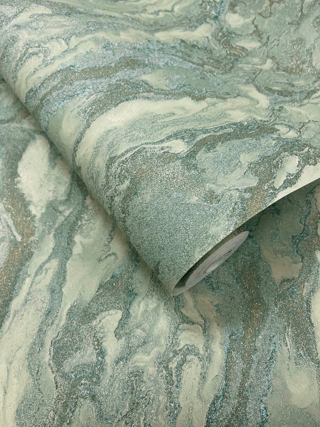 66330 Thassos Marble Duck Egg Wallpaper by Holden Decor