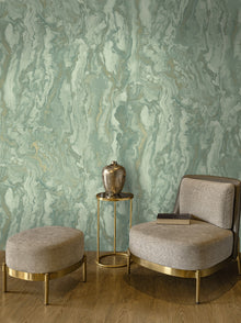 66330 Thassos Marble Duck Egg Wallpaper by Holden Decor