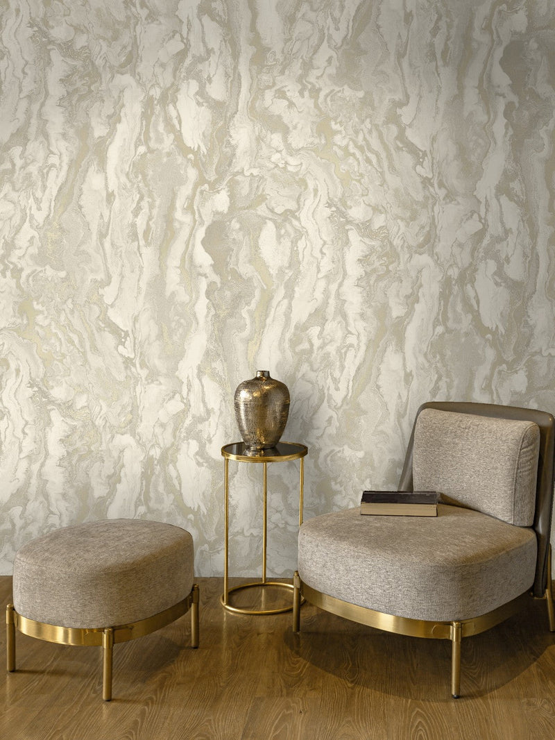 66332 Thassos Marble Cream Wallpaper by Holden Decor