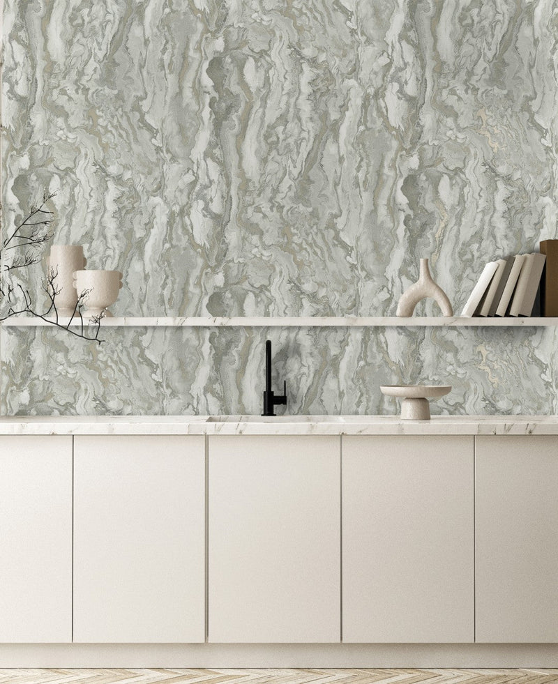 66333 Thassos Marble Grey Wallpaper by Holden Decor