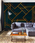 6800207 L Geometric Dark Blue Random Papers II Mural by Coordonné