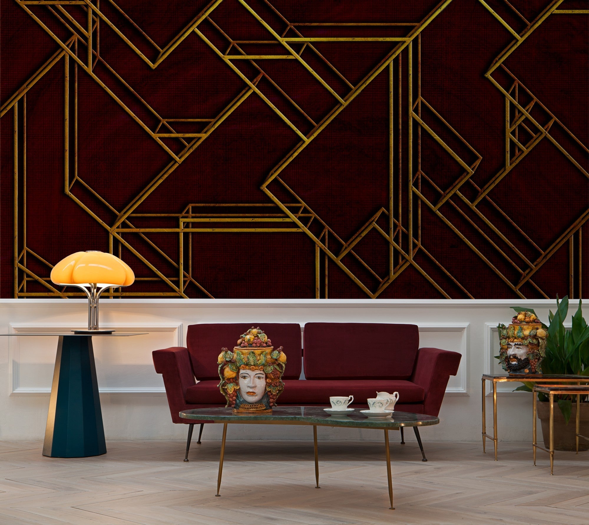 6800208 L Geometric Wine Random Papers II Mural by Coordonné