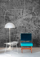 6800301 Urban Map Black Random Papers II Mural by Coordonné