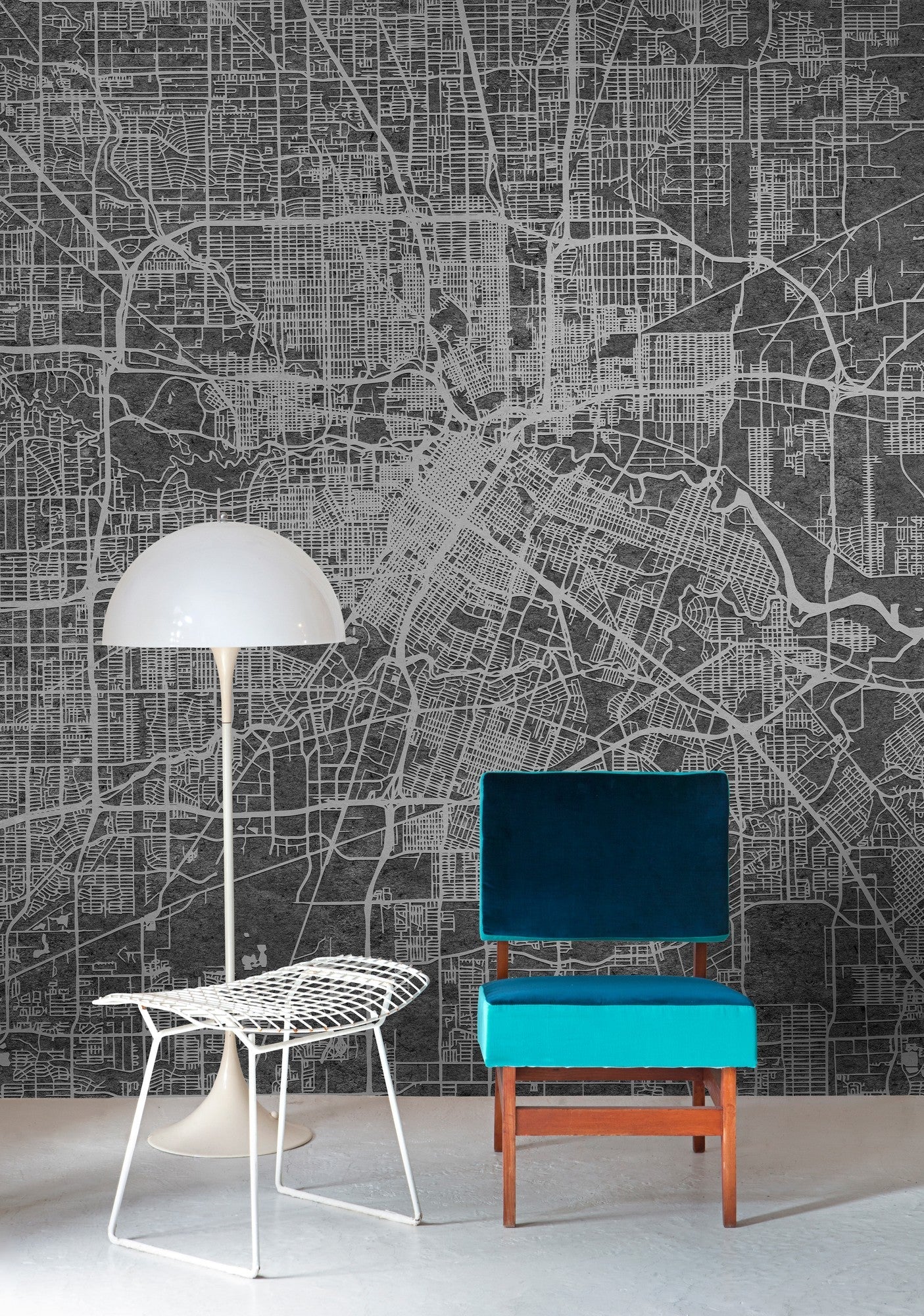 6800301 Urban Map Black Random Papers II Mural by Coordonné