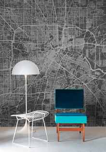 6800301 Urban Map Black Random Papers II Mural by Coordonné