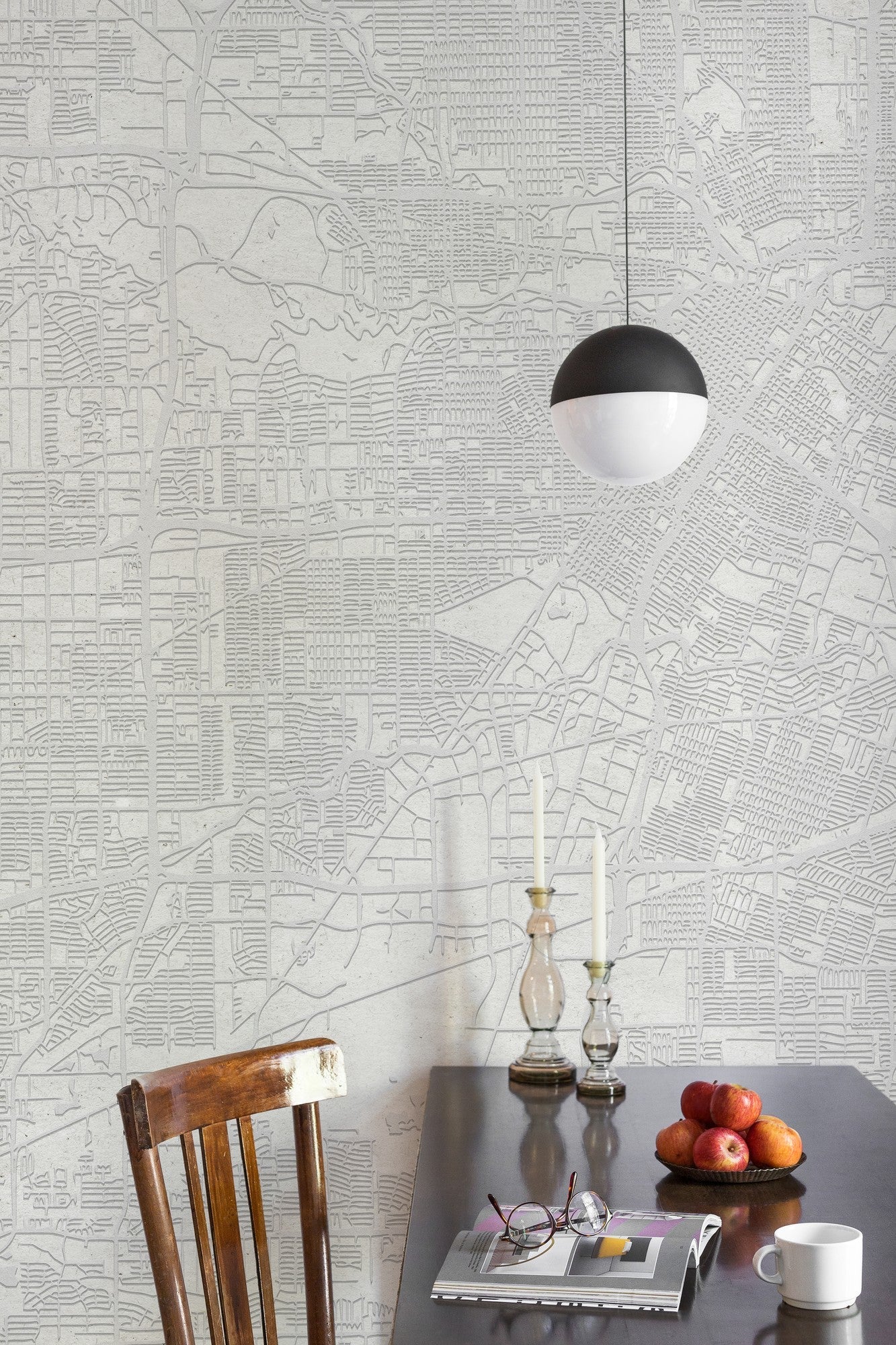 6800302 Urban Map White Random Papers II Mural by Coordonné