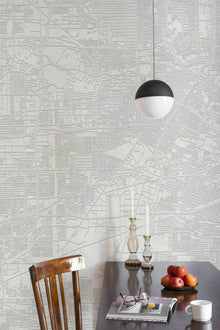 6800302 Urban Map White Random Papers II Mural by Coordonné