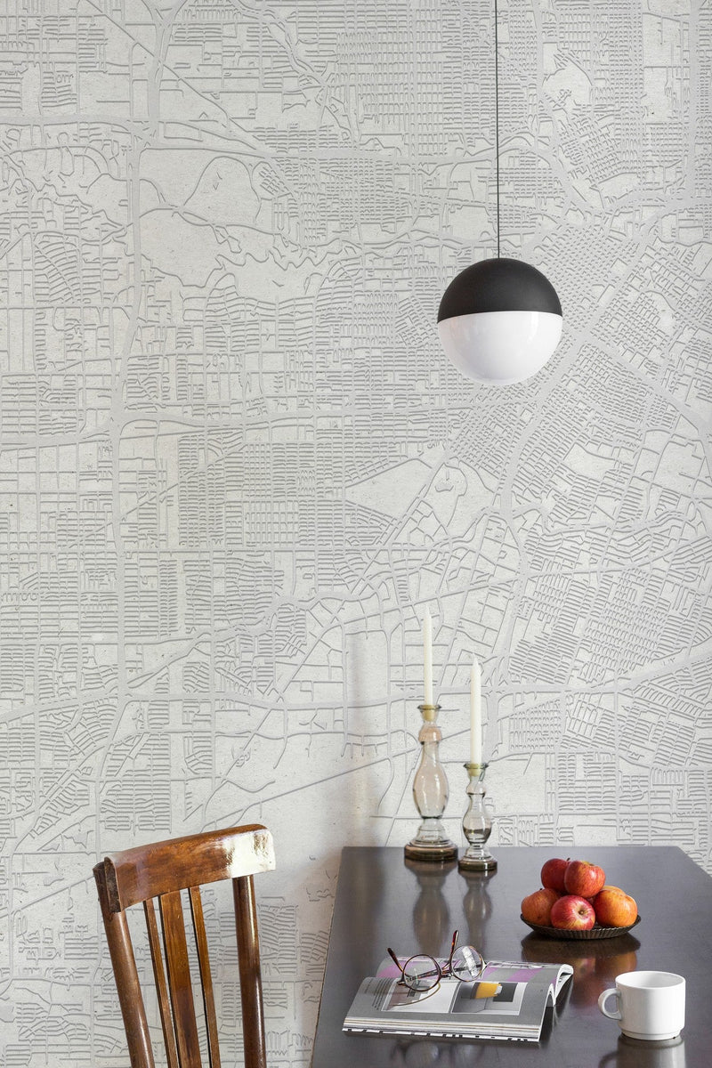 6800302 Urban Map White Random Papers II Mural by Coordonné