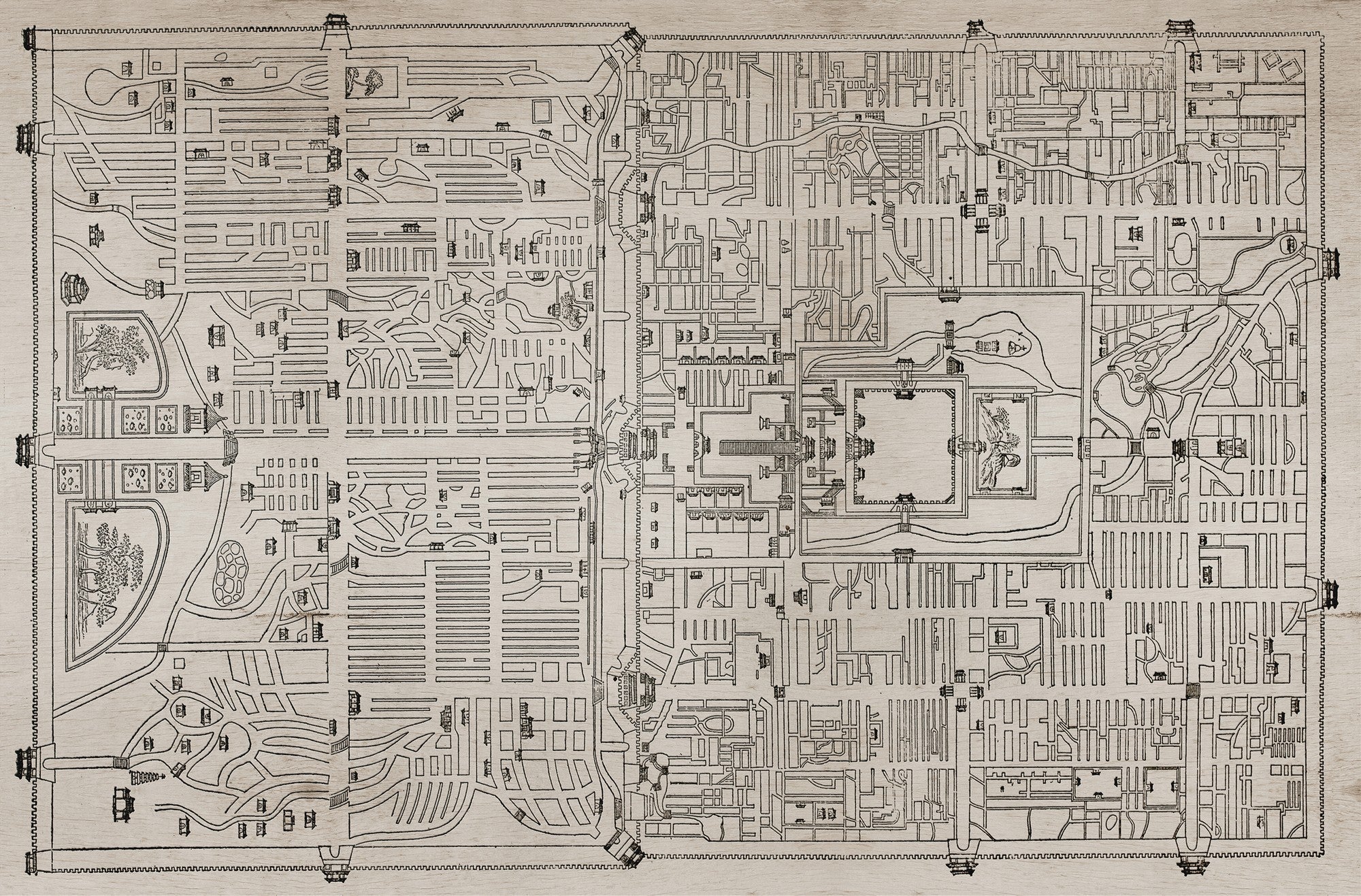 6800303 Old Beiging Map Papyrus Random Papers II Mural by Coordonné