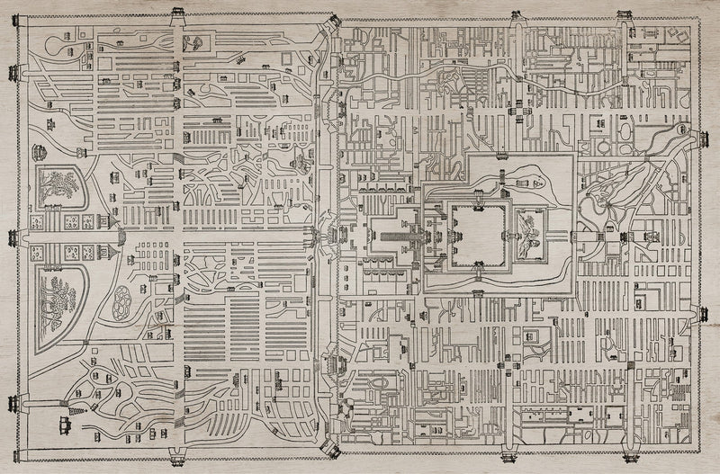 6800303 Old Beiging Map Papyrus Random Papers II Mural by Coordonné