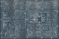 Old Beijing Map Dark Blue Random Papers II Mural by Coordonné