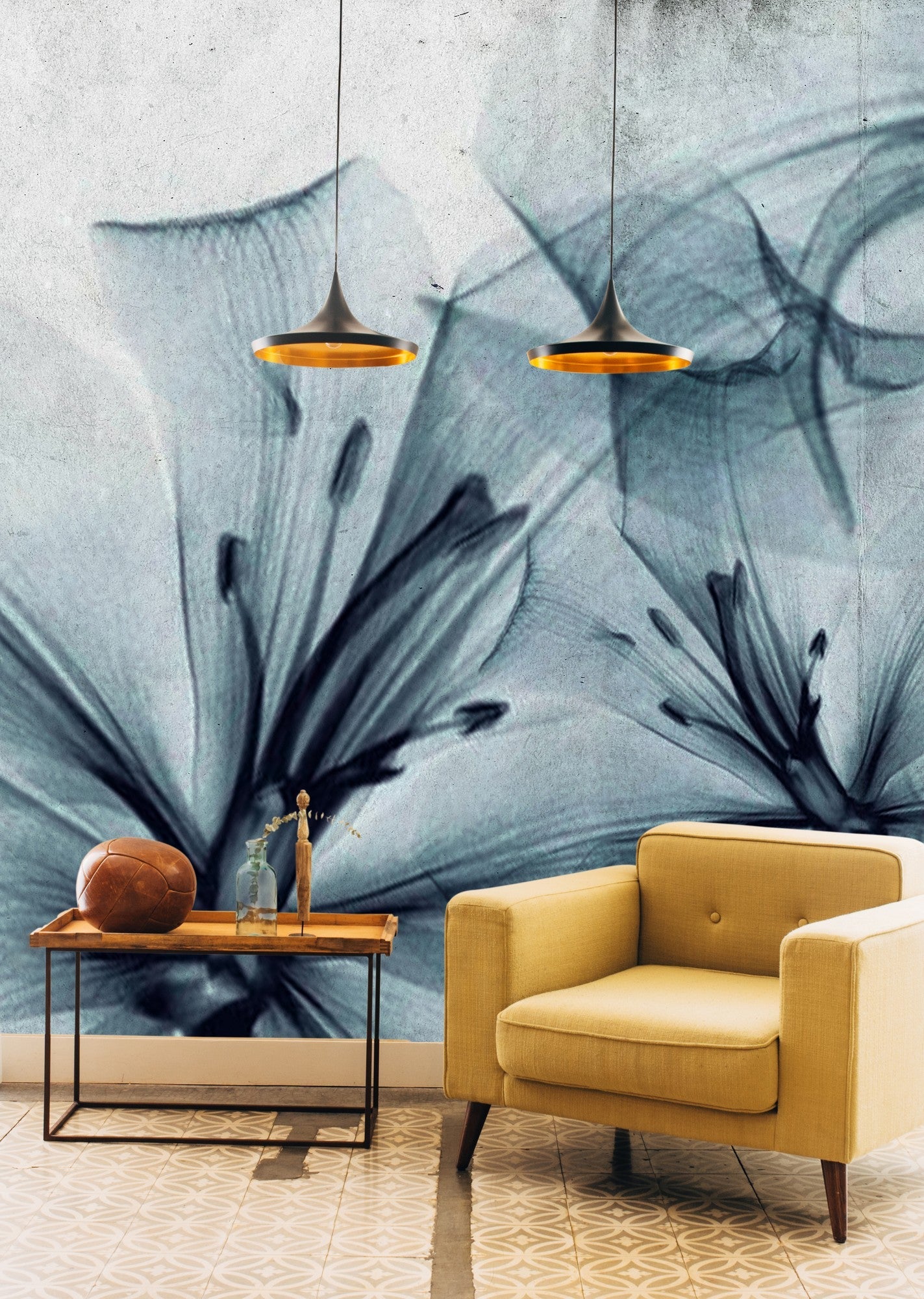 6800411 Gigant Flora Light Blue Random Papers II Mural by Coordonné