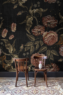 6800416 Embroidery Flora Black Random Papers II Mural by Coordonné