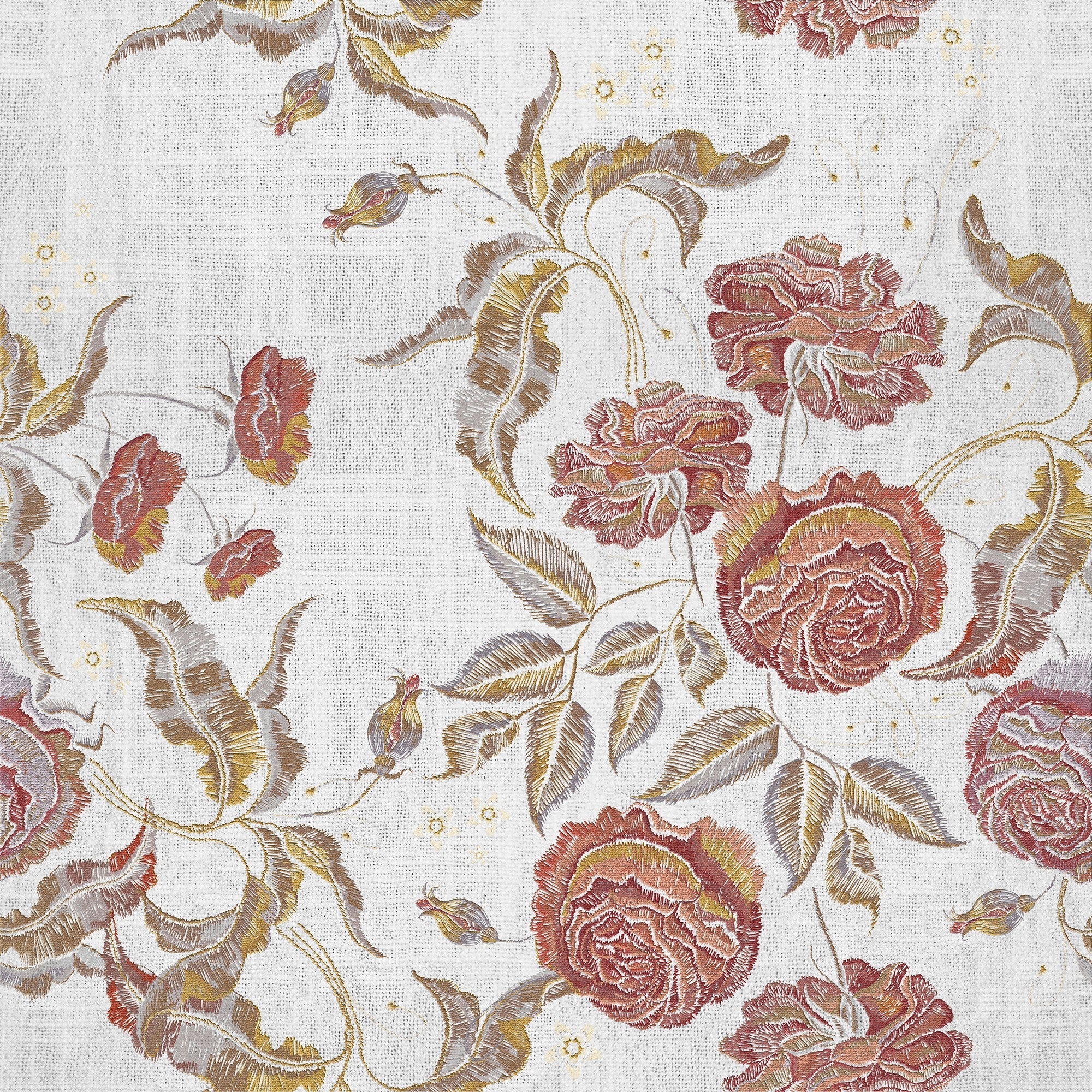 6800417 Embroidery Flora White Random Papers II Mural by Coordonné