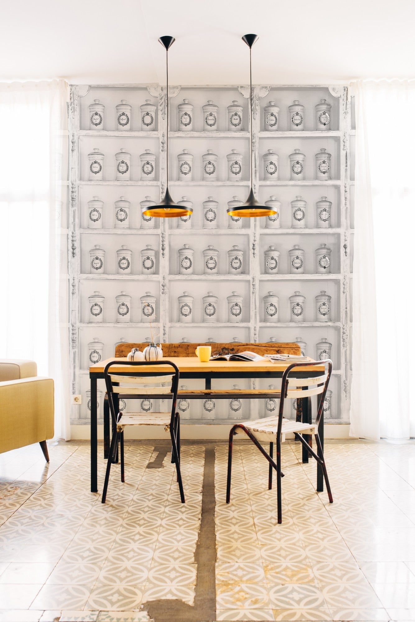 6800507 Apotheka White Random Papers II Mural by Coordonné