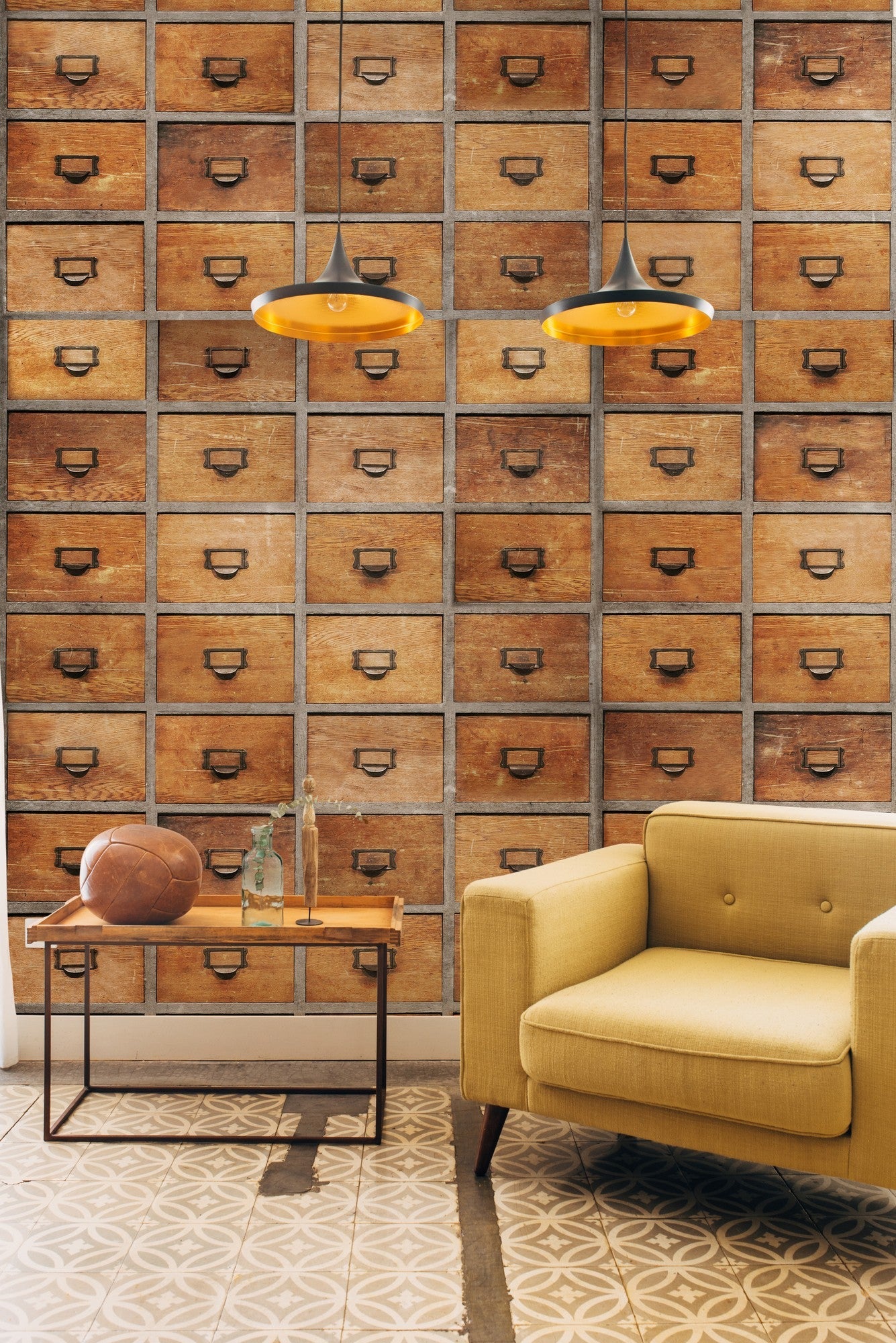 6800508 Drawers Wood Random Papers II Mural by Coordonné