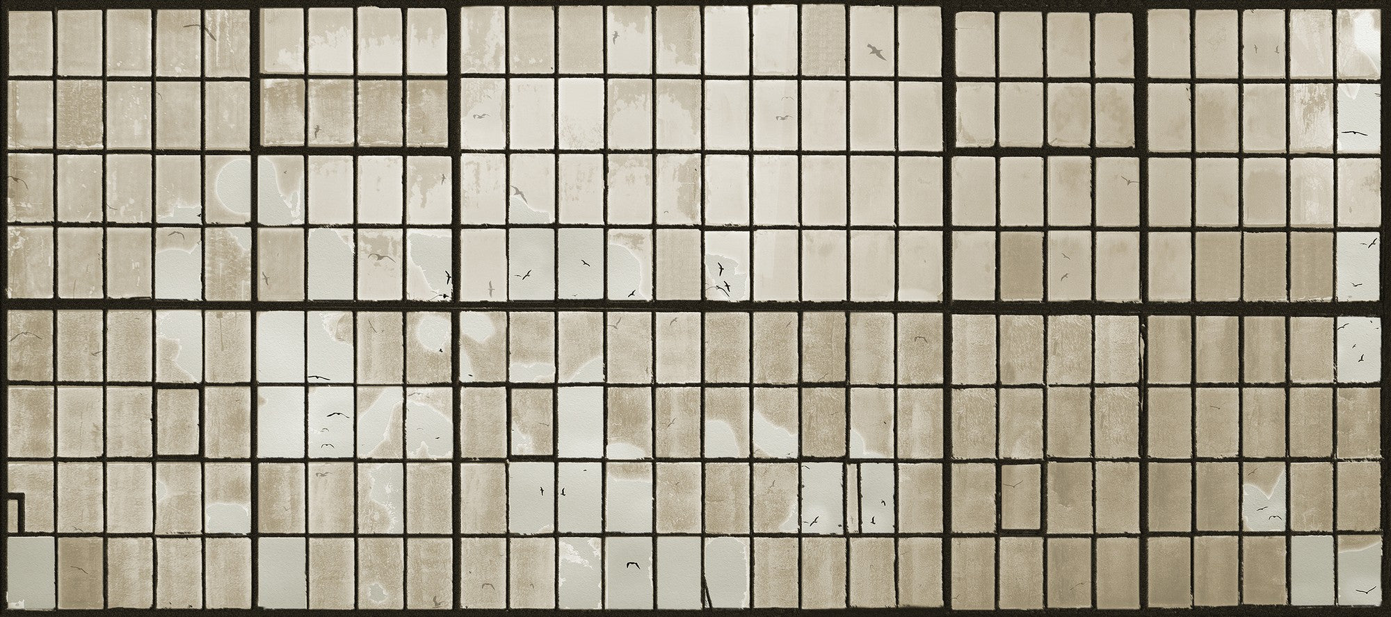 6800512 Factory Window Sunrise Random Papers II Mural by Coordonné