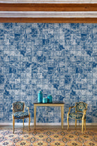 6800601 Waves Tiles Indigo Random Papers II Mural by Coordonné