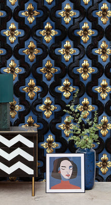 6800604 Carved Indigo Random Papers II Mural by Coordonné