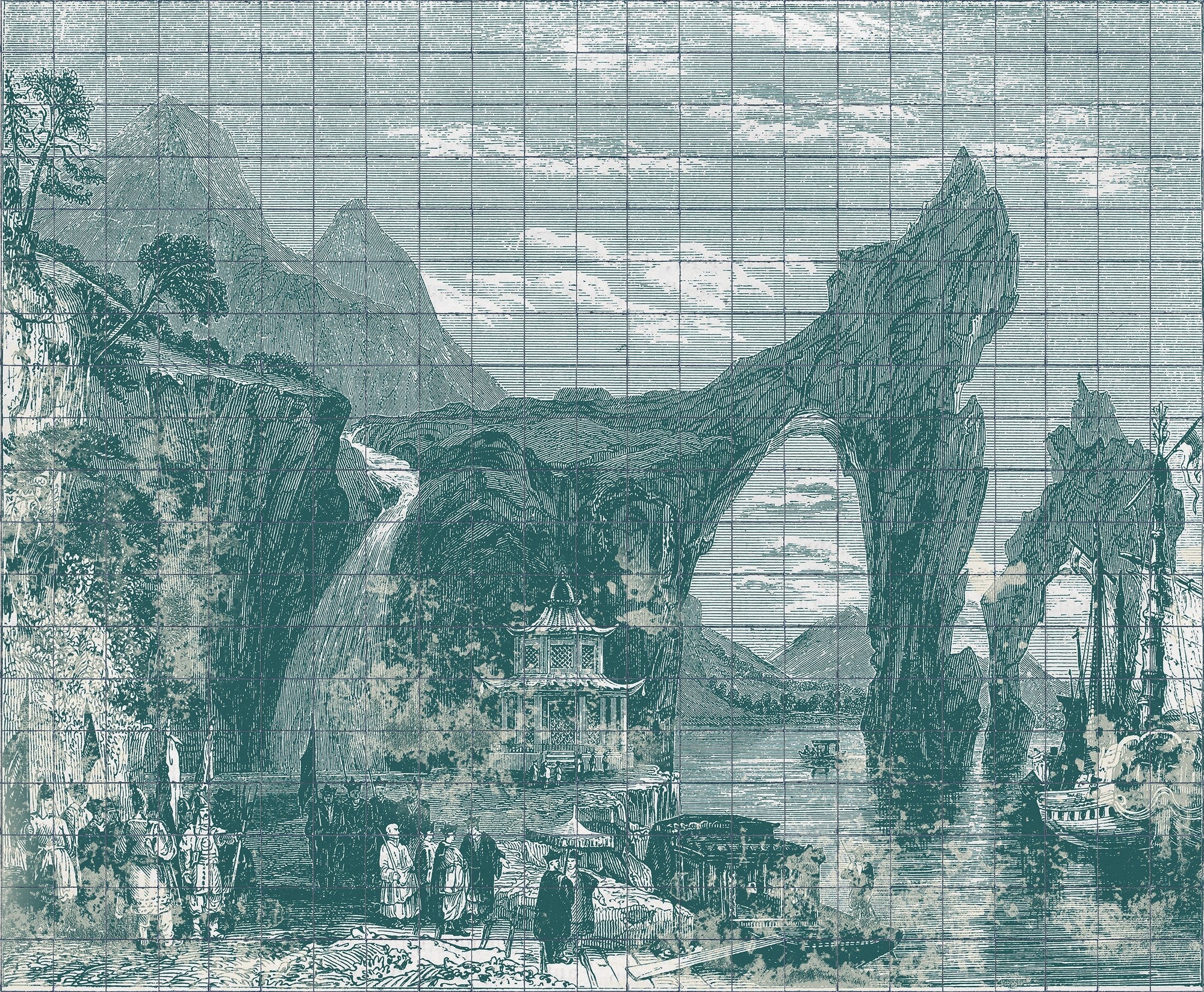 6800608 Illustration Tiles Emerald Random Papers II Mural by Coordonné