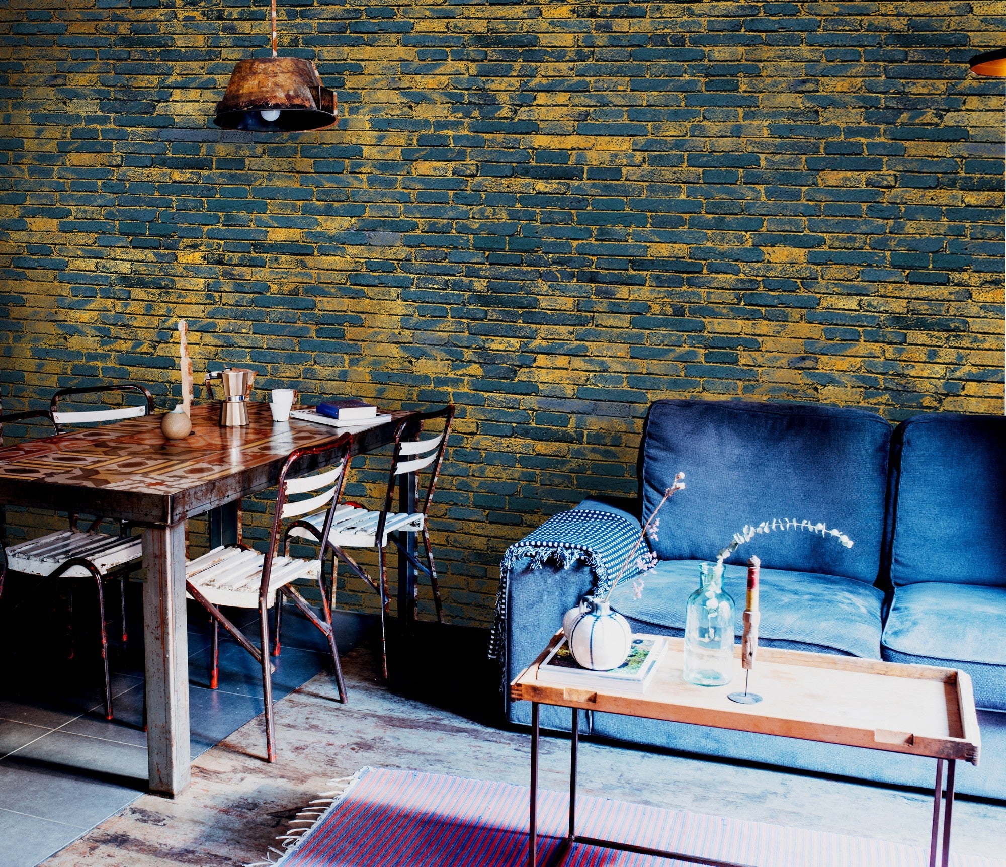 6800616 Bricks Indigo Random Papers II Mural by Coordonné