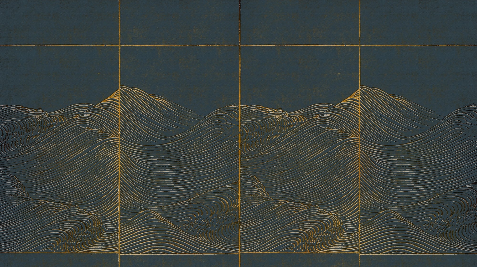 6800707 Waves Dark Blue Random Papers II Mural by Coordonné