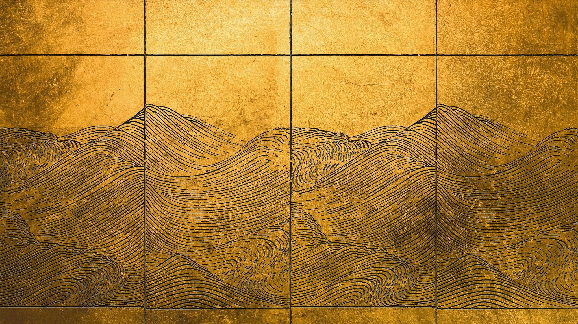6800708 Waves Gold Random Papers II Mural by Coordonné