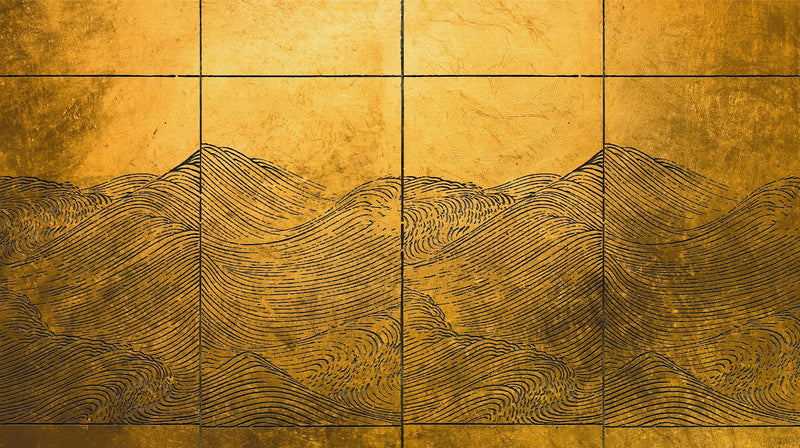 6800708 Waves Gold Random Papers II Mural by Coordonné