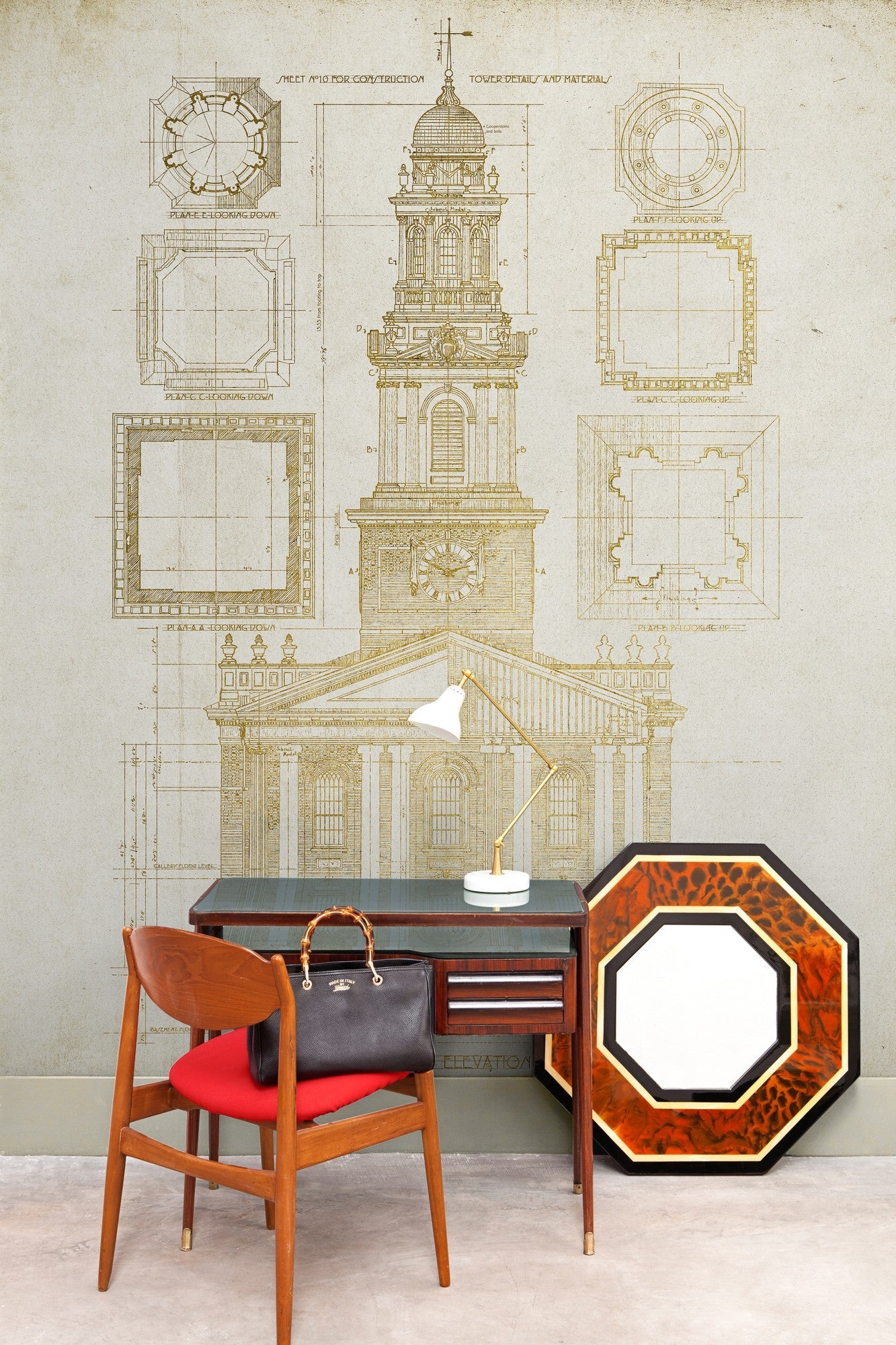 6800718 Architecture Gold Random Papers II Mural by Coordonné