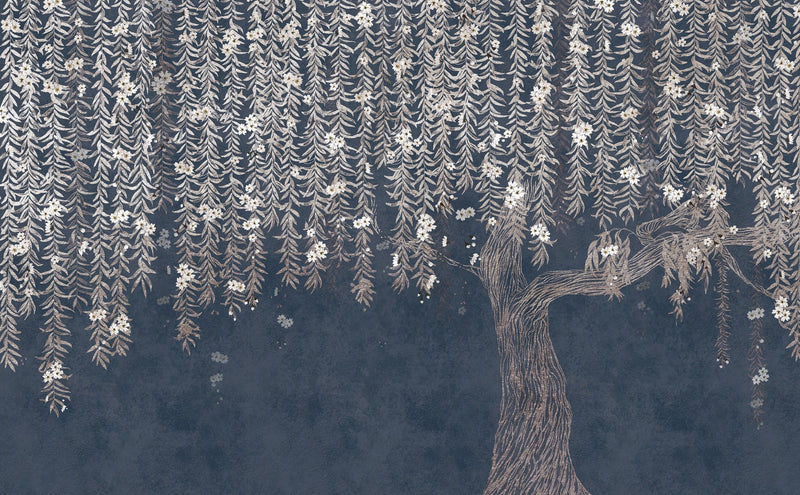6800727 Cora Dark Blue Random Papers II Mural by Coordonné