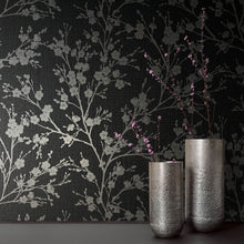6812-40 Floral Nature Home Black and Silver Wallpaper By Galerie