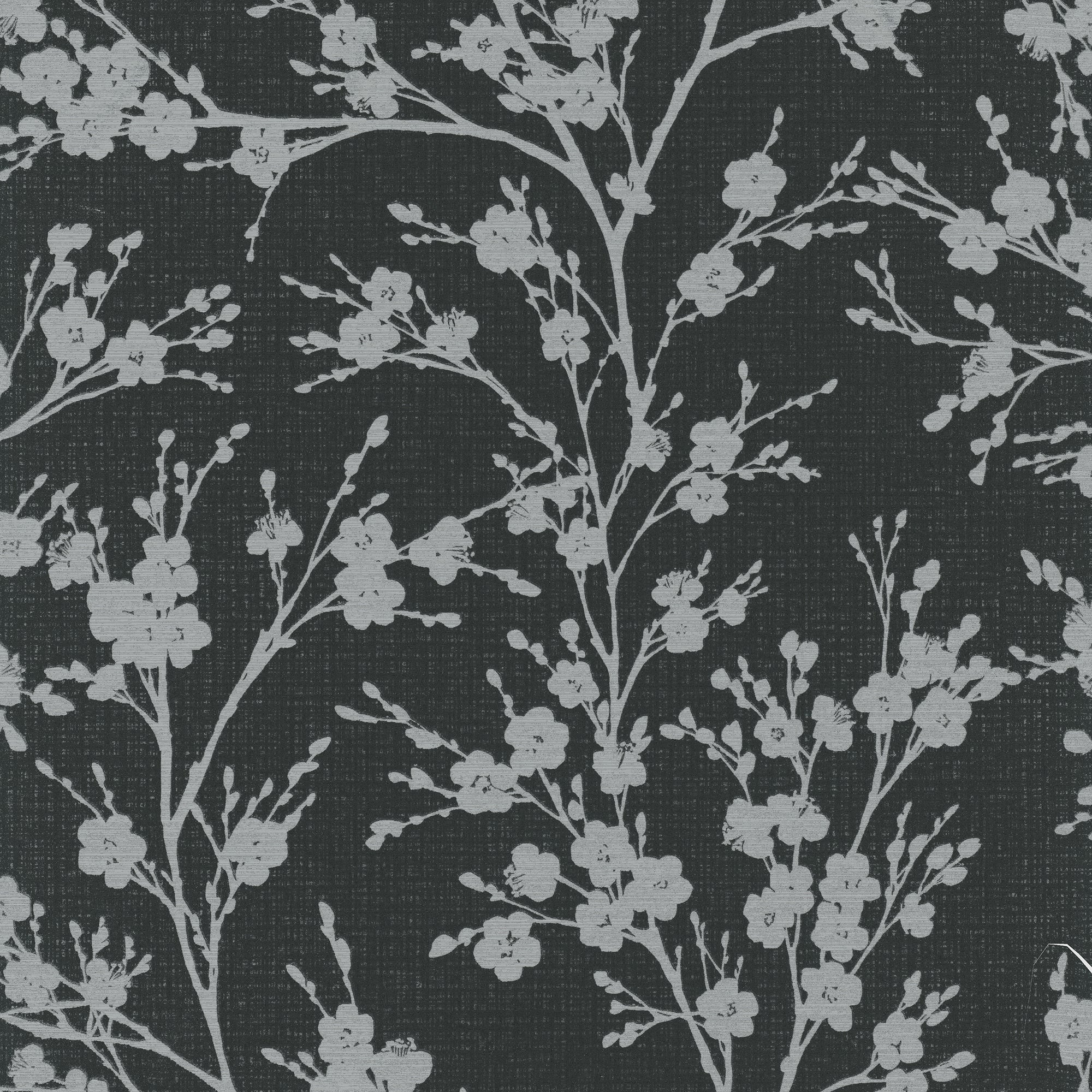 6812-40 Floral Nature Home Black and Silver Wallpaper By Galerie