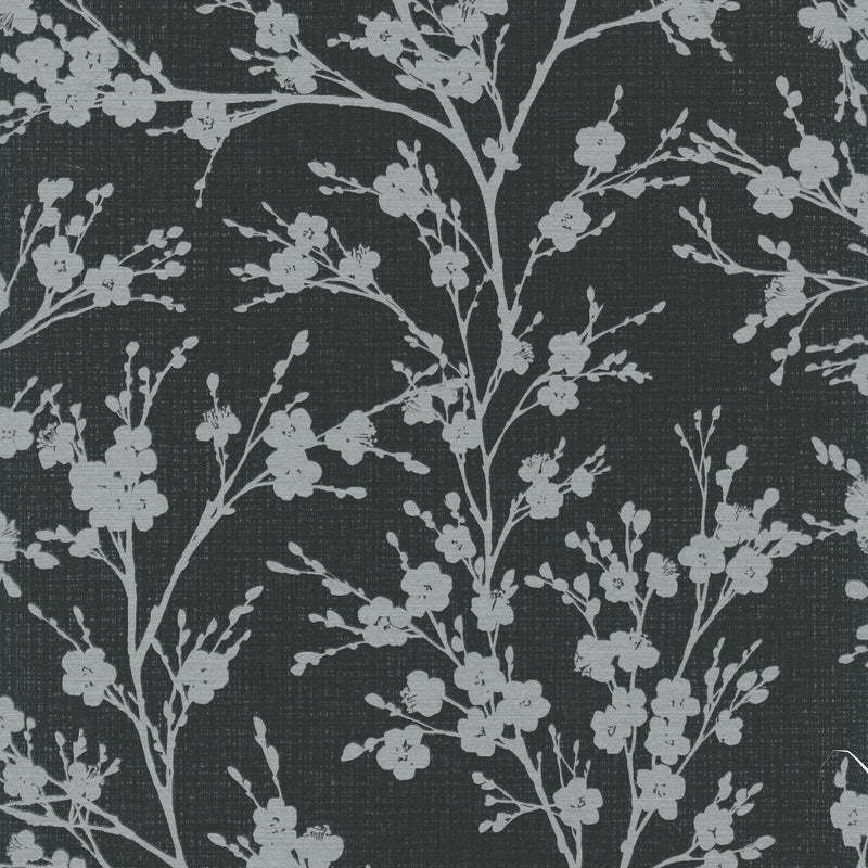 6812-40 Floral Nature Home Black and Silver Wallpaper By Galerie